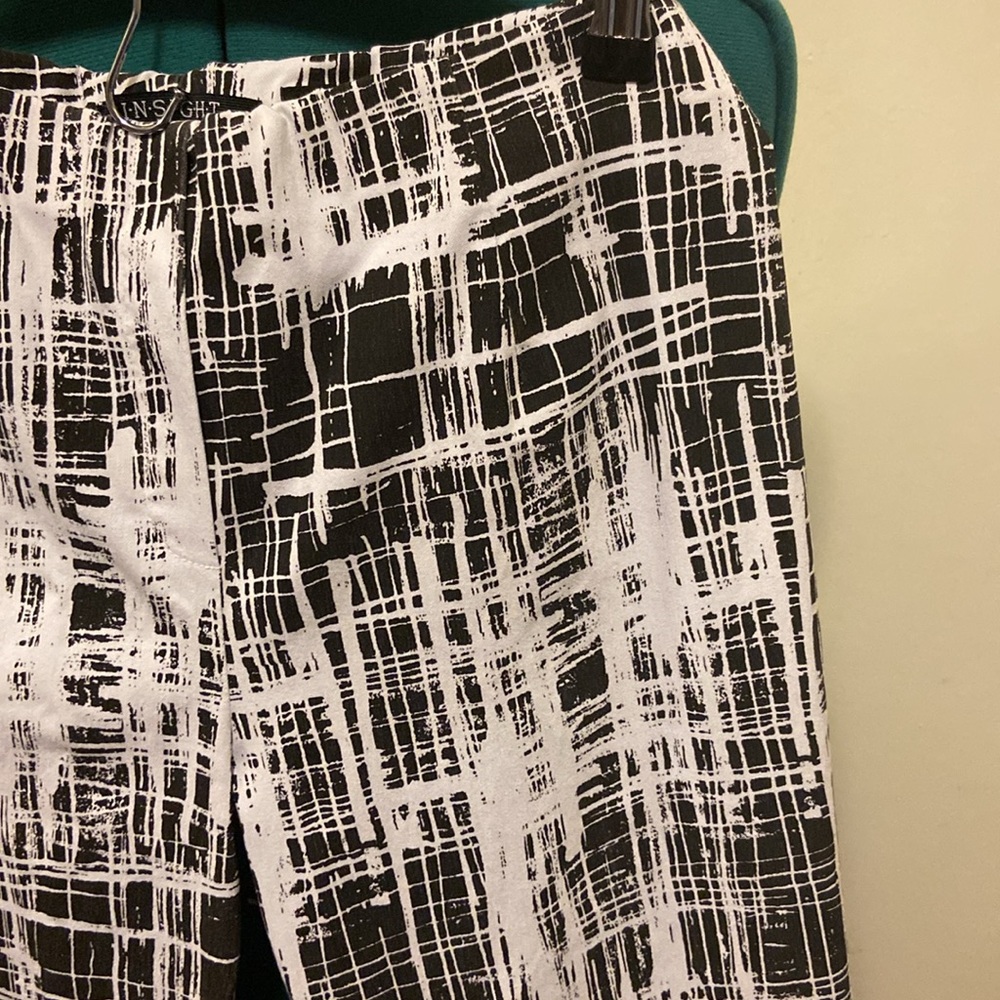 INSIGHT STRECH STRAIGHT PANTS Black & White Stripes like paint pull on - Picture 2 of 7